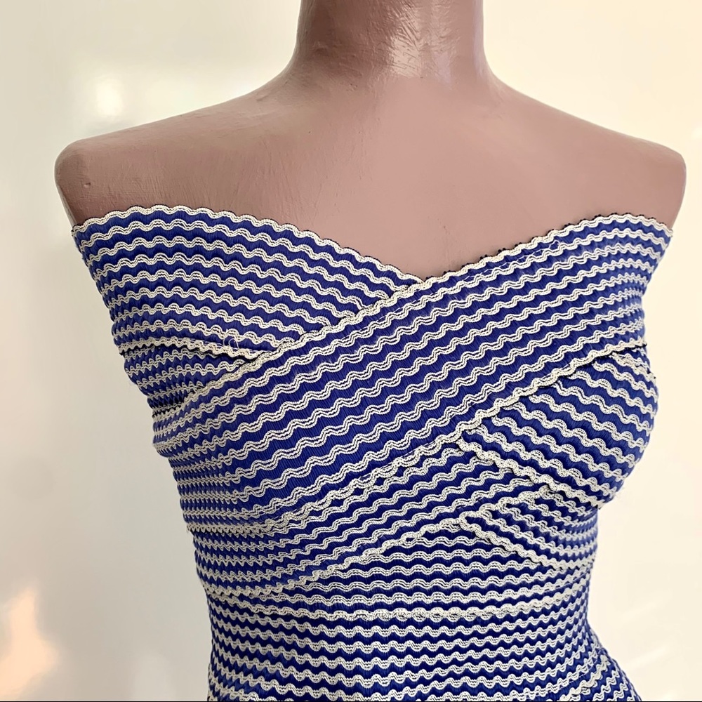 Akira Chicago Strapless Mini Bandage Dress Blue M